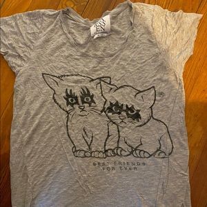 Grey kitten print t-shirt